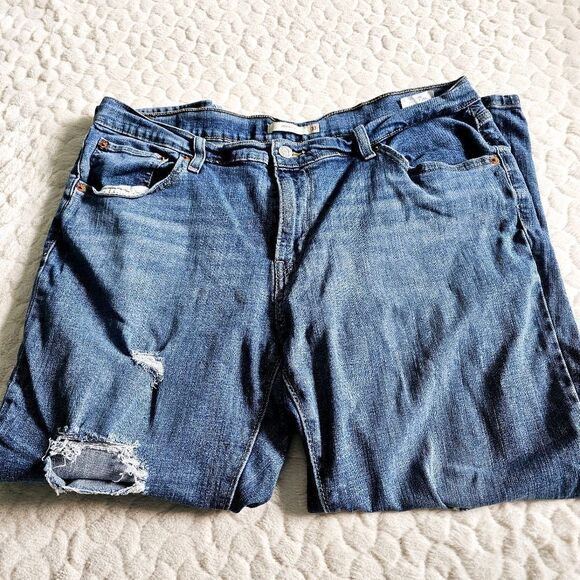 Levis Boyfriend Jeans 33 distressed ripped frayed denim - Picture 4 of 6